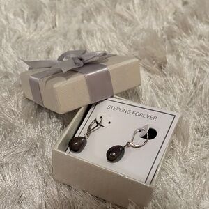 Make offer! Black purple tone Natural Pearl Earrings on silver safety claps.